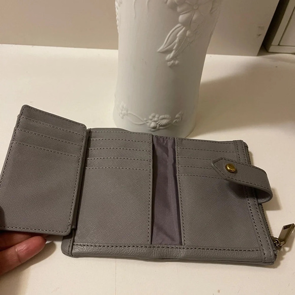 Fossil beautiful medium size double fold zipper closure wallet gray leather - Picture 10 of 16
